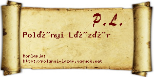Polányi Lázár névjegykártya